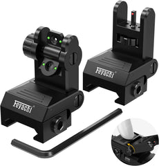 Feyachi Flip Up Sights Fiber Optics Iron Sight with Green Red Sight Front and Rear Backup Rifle Sight for Picatinny Rail