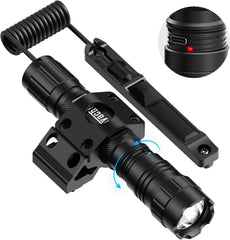 Feyachi 1500 Lumen LED Tactical Flashlight Rechargeable IPX7 Protection 4 Modes Weapon Light Picatinny Rail Flashlight Included with Pressure Switch（Mlok-FL37）