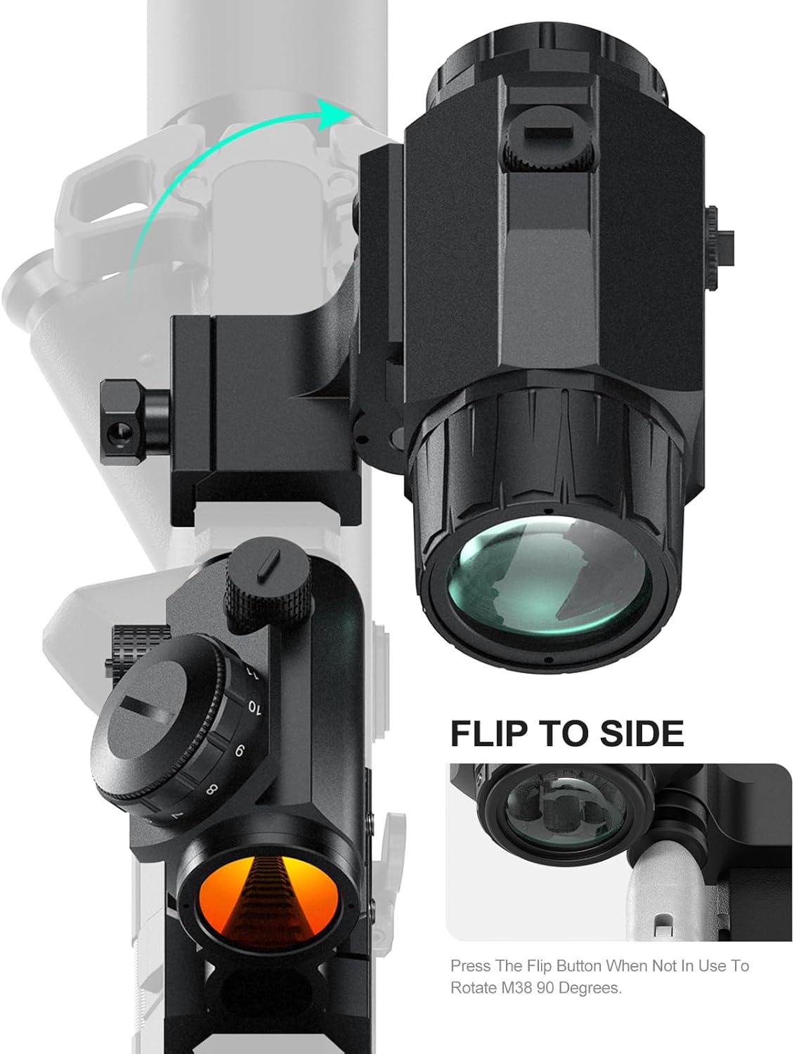 Feyachi RS-23 Red Dot Sight with M38 5X Magnifier Combo Kit, 1 x 22mm Red Dot Scope & Magnifier Built-in Flip Mount Combo