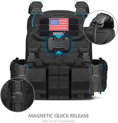 Feyachi TM-20 Magnetic Tactical Vest Airsoft Vest MOLLE System Multifunctional Quick Release Tactical Vest, Full Body Adjustable Magnetically Fixed One-Button Disassembly Vest