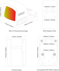 Feyachi RDS-57 2 MOA Red Dot Sight for Pistol Shake Awake Handgun Red Dot Sights for RMR Cut Footprint Reflex Sight with MOS Adapter Plate & Picatinny Base