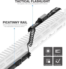 Feyachi 1500 Lumen LED Tactical Flashlight Rechargeable IPX7 Protection 4 Modes Weapon Light Picatinny Rail Flashlight Included with Pressure Switch（Mlok-FL32）