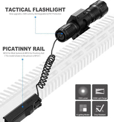 Feyachi 1500 Lumen LED Tactical Flashlight Rechargeable IPX7 Protection 4 Modes Weapon Light Picatinny Rail Flashlight Included with Pressure Switch（Picatinny-FL31）