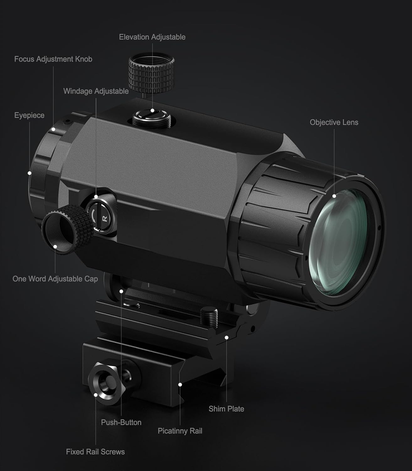 Feyachi RS-23 Red Dot Sight with M38 5X Magnifier Combo Kit, 1 x 22mm Red Dot Scope & Magnifier Built-in Flip Mount Combo