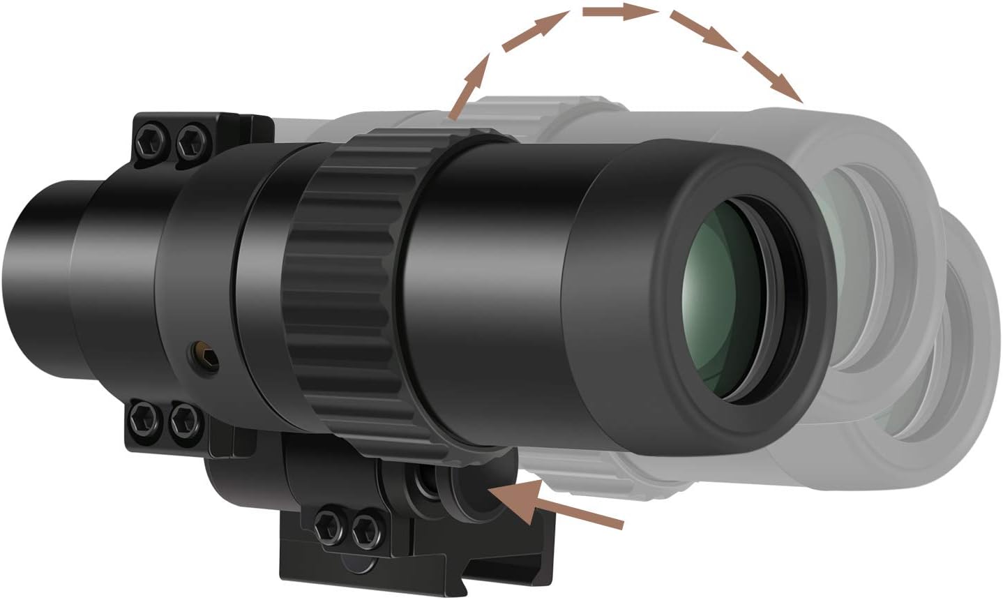 Feyachi 1.5X - 5X Zoomable Red Dot Magnifier for Absolute Co-Witness Red Dot Sight Reversible Fits Picatinny Rails