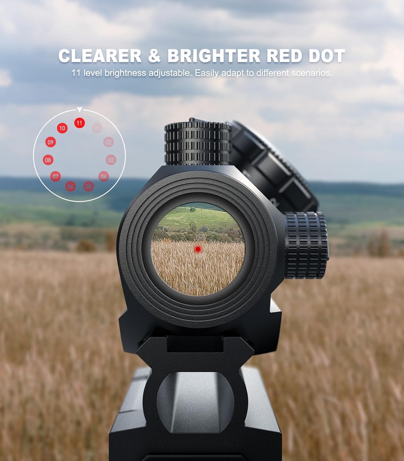 Feyachi RS-23 Red Dot Sight with M38 5X Magnifier Combo Kit, 1 x 22mm Red Dot Scope & Magnifier Built-in Flip Mount Combo