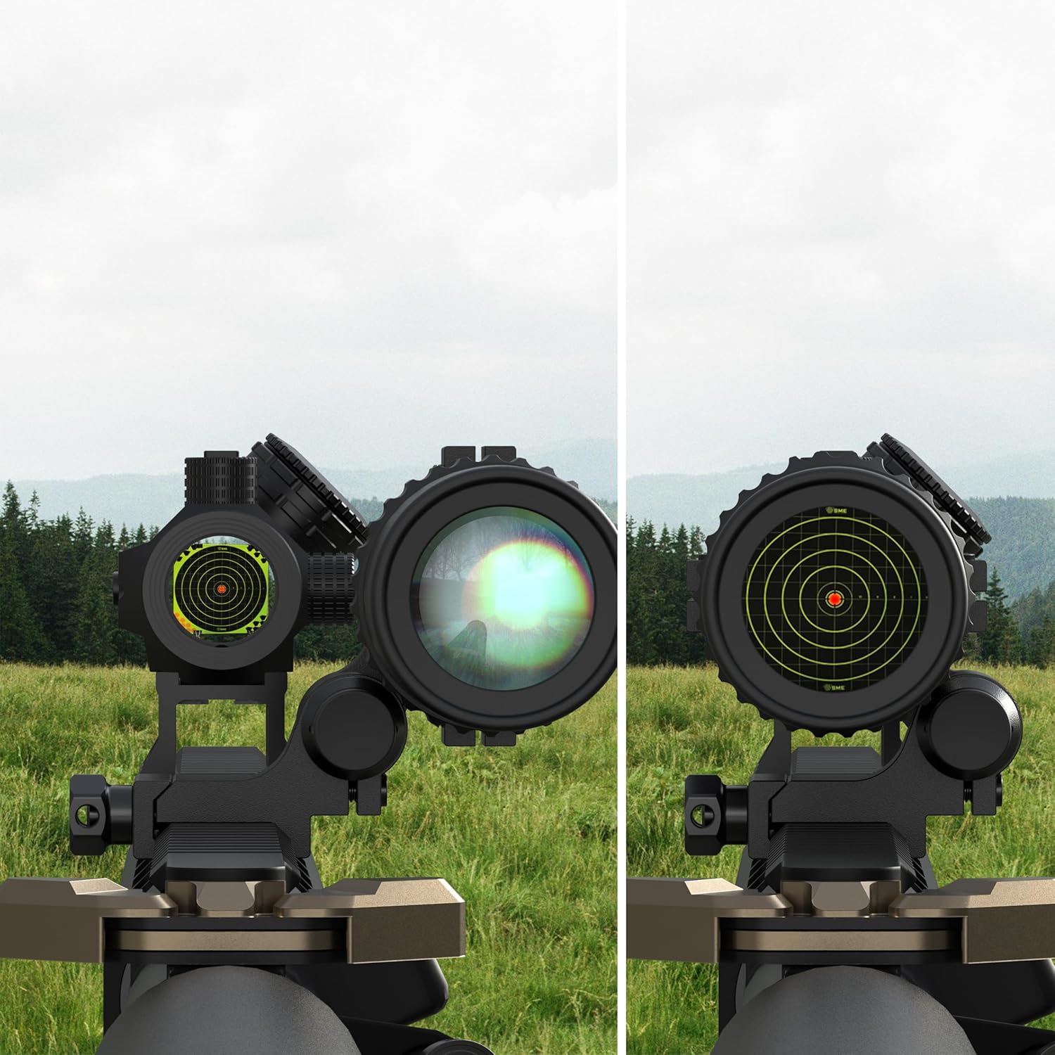 Feyachi 1.5X - 5X Zoomable Red Dot Magnifier for Absolute Co-Witness Red Dot Sight Reversible Fits Picatinny Rails