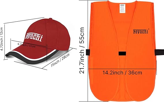 Feyachi Reflective Hunting Vests & Black Cap Orange Hunting Vest Lightweight Combo for Long-Lasting Performance