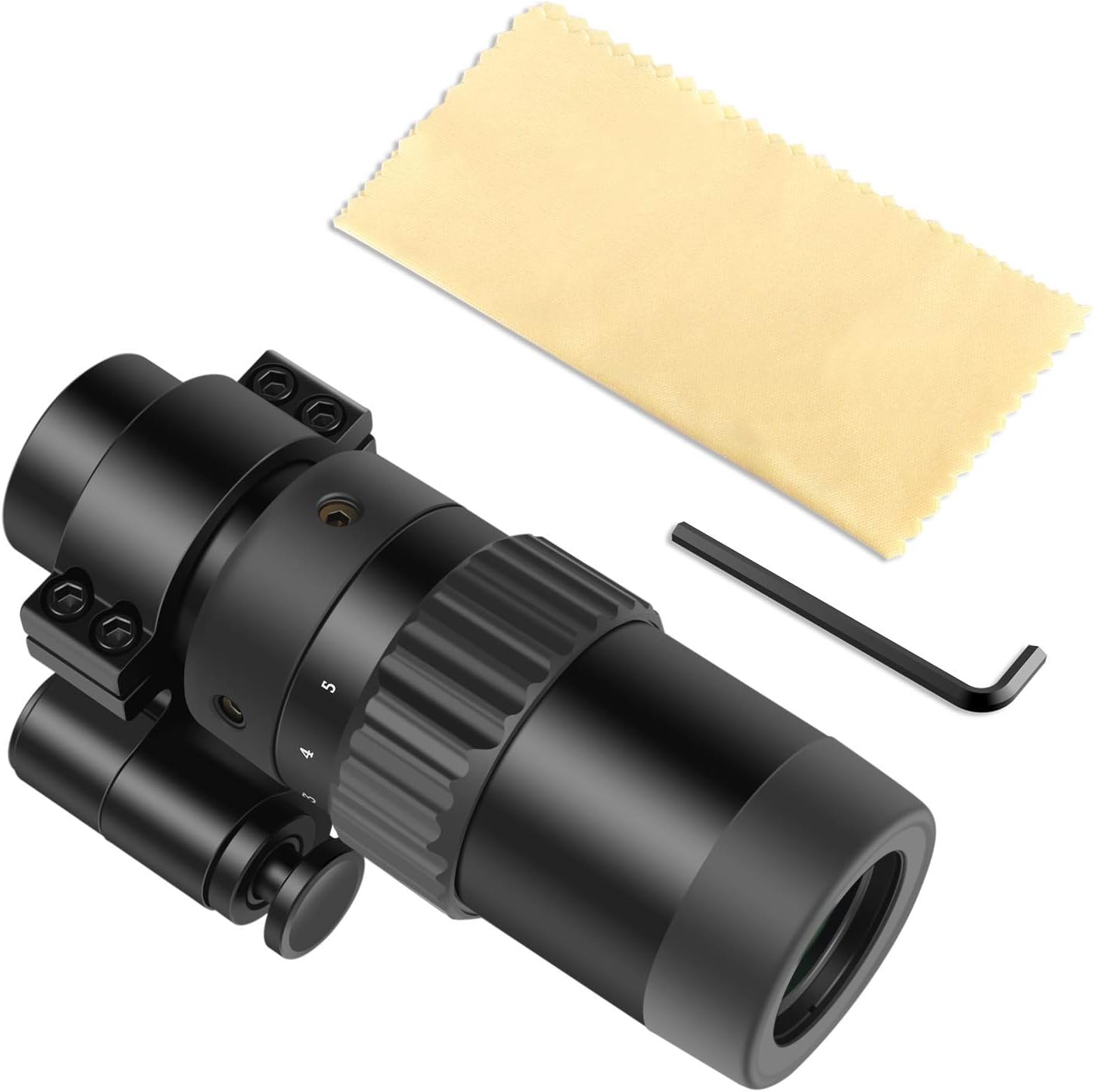 Feyachi 1.5X - 5X Zoomable Red Dot Magnifier for Absolute Co-Witness Red Dot Sight Reversible Fits Picatinny Rails