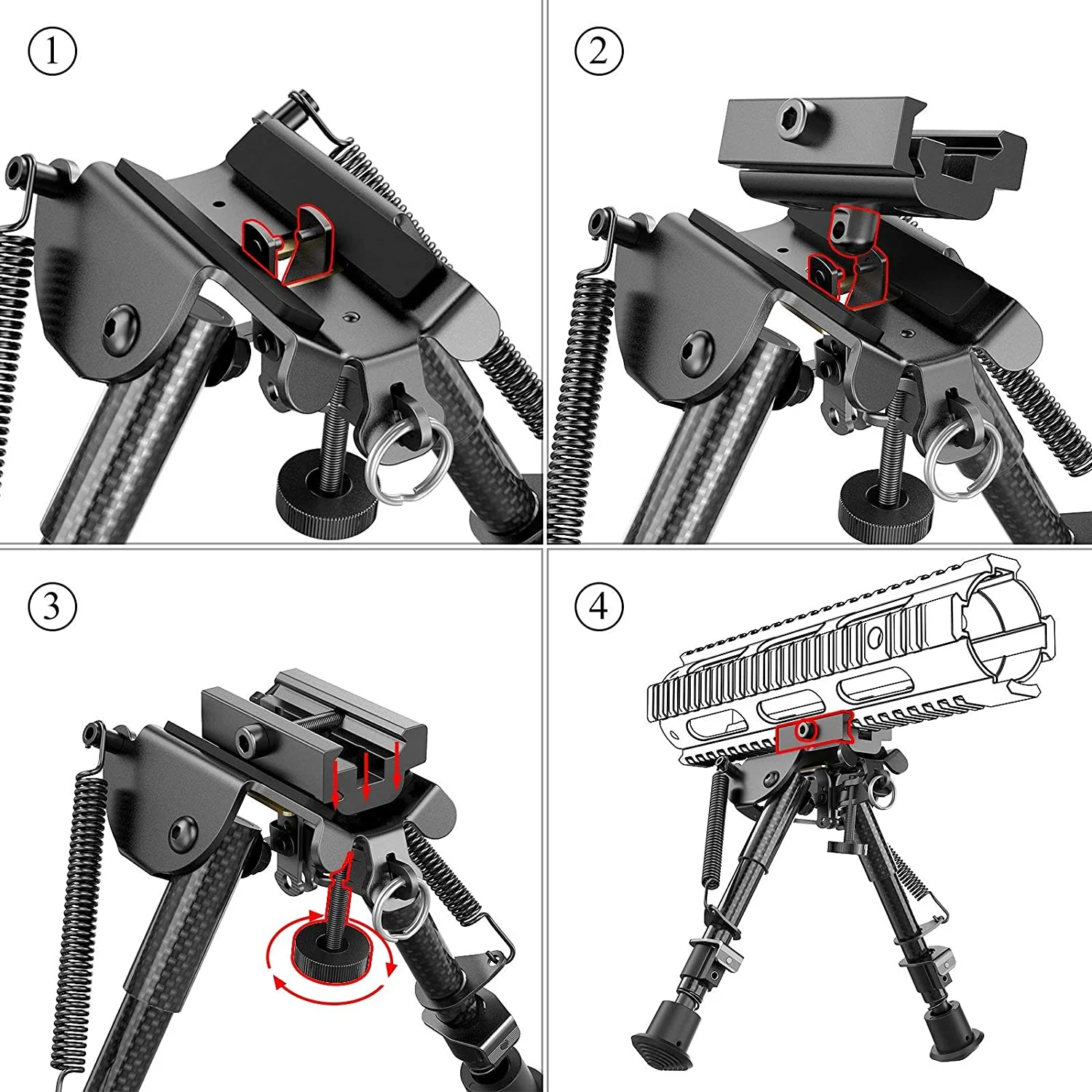 Bipiede per fucile tattico Feyachi RB1001 - Girevole regolabile