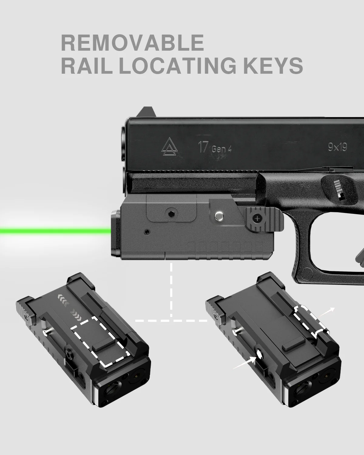 Feyachi FL-74 700Lum Green Laser Light Combo Pistol Light Gun Laser Compact Pistol Flashlight with Picatinny Rail