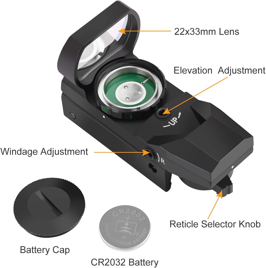 Feyachi RS-29 Reflex Sight - Red/Green Illuminated Reticle