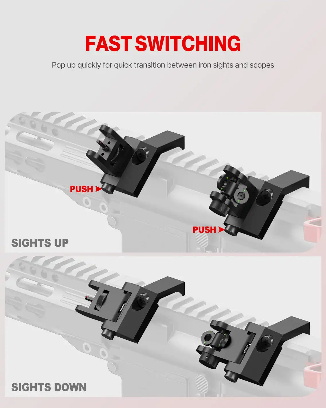 Feyachi S54 Offset Iron Sights - Backup di transizione rapida